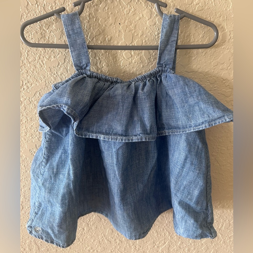 Ralph Lauren Light Blue Denim Ruffle Sundress Top